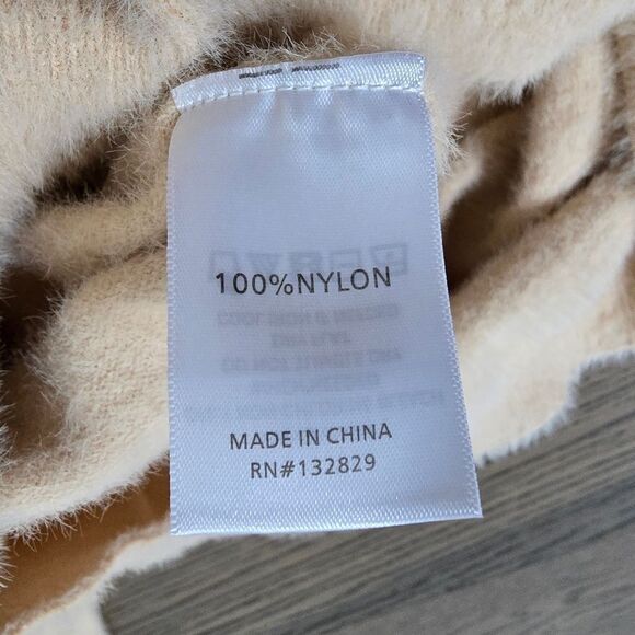 🆕️ Camila Coelho Yesenia Eyelash Puff Sleeve Open Back Mini Sweater Dress Nude - Picture 13 of 13